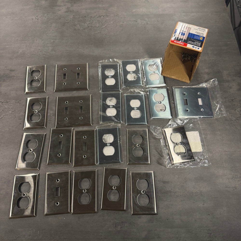 Eaton Wallplate Lot Mixed Arrow Hart Stainless Steel Duplex Toggle 93101-F-LW